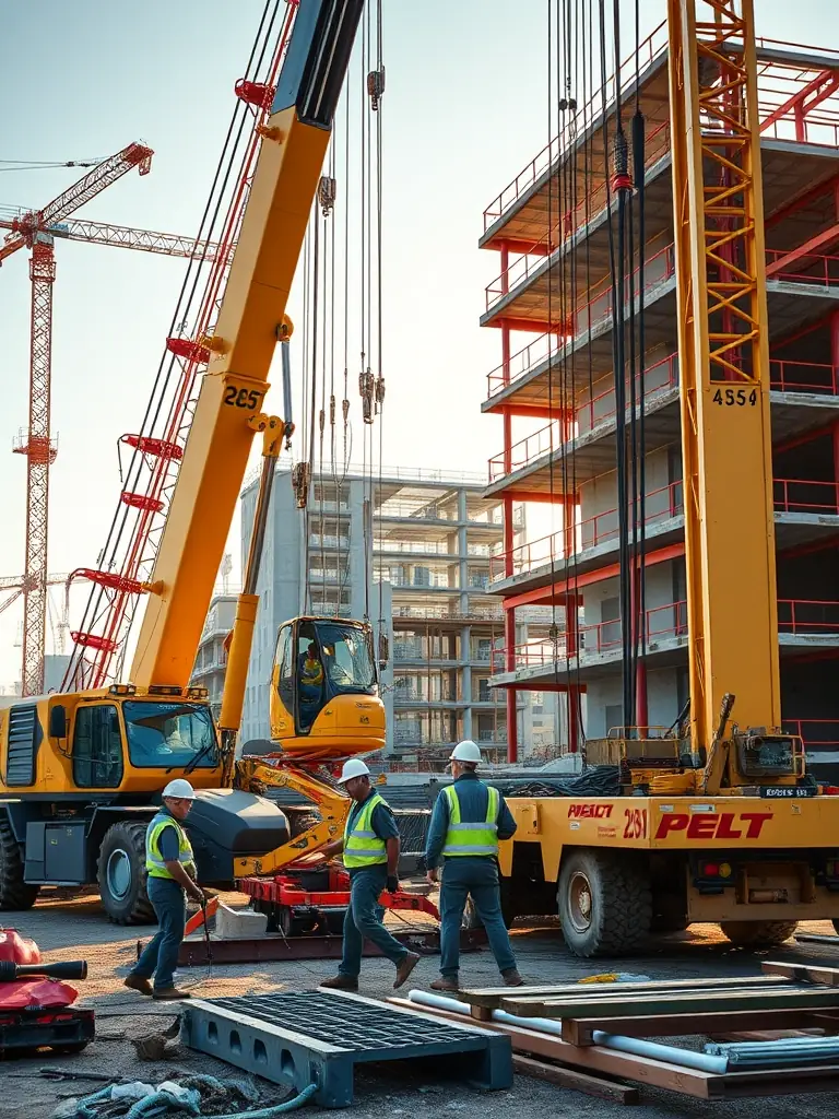 A construction site showcasing the installation of construction equipment by HidroBrix, highlighting their expertise in equipment supply and installation.