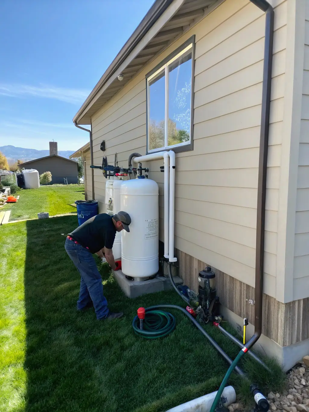 A reverse osmosis system being installed by HidroBrix technicians in a commercial building, highlighting their expertise in water treatment solutions.